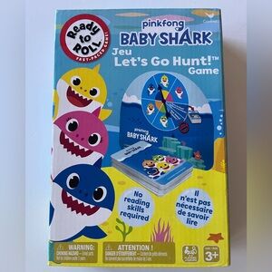 Pink Fong Baby Shark Let's Go Hunt Card Game Spinner Game Board & Jumbo Cards